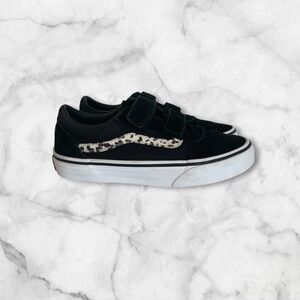 Vans Black Sneakers, cheetah print interior size 2 little girls